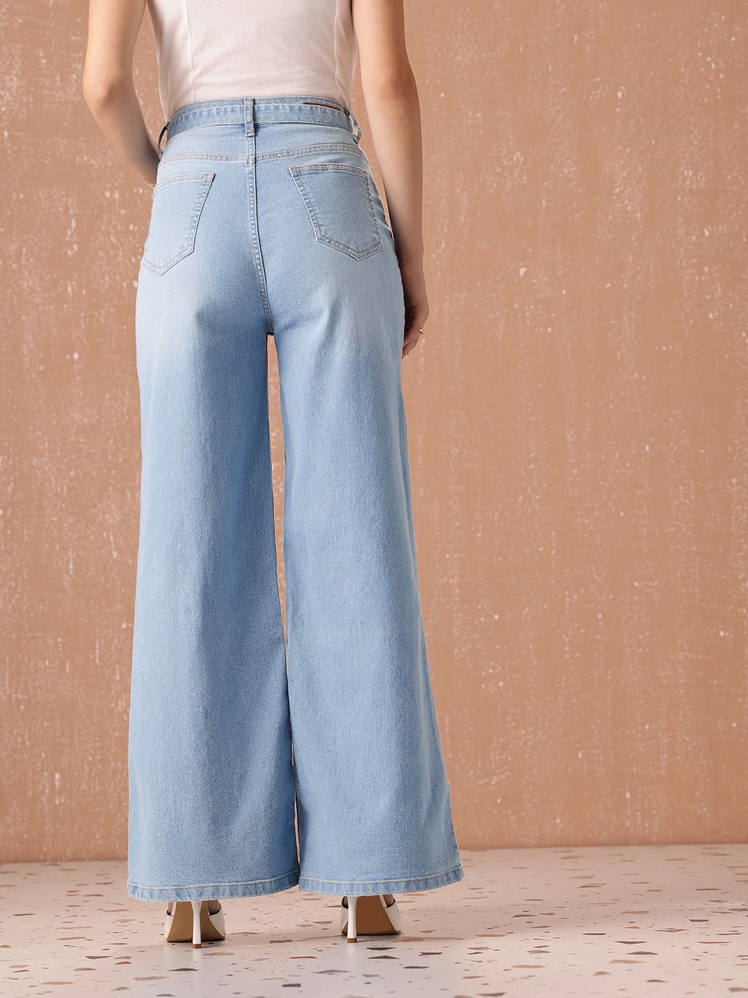all about you Women Wide Leg High-Rise Heavy Fade Stretchable Jeans
