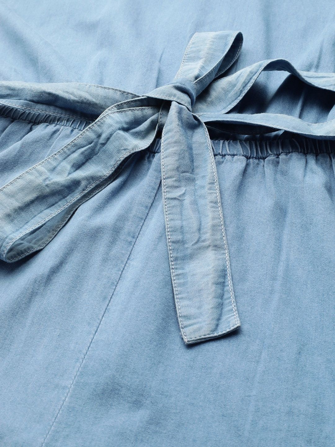 STREET 9 Women Blue Solid Cotton Playsuit