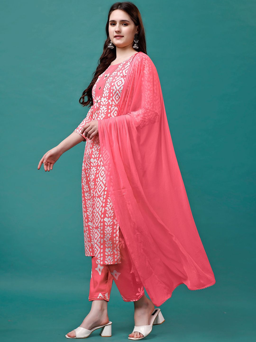 KALINI Bandhani Printed Gotta PattiKurta With Trousers & Dupatta