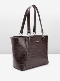 Lino Perros Croc Textured Structured Shoulder Bag