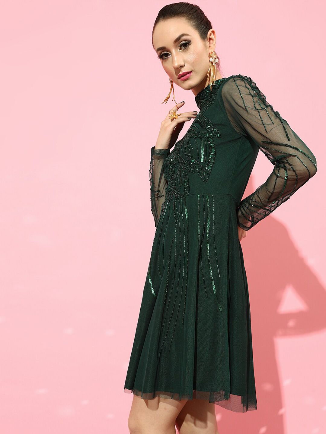 STREET 9 Women Stunning Green Solid Dress