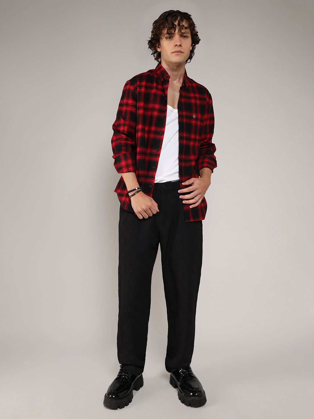 Campus Sutra Men Classic Buffalo Checked Cotton Casual Shirt