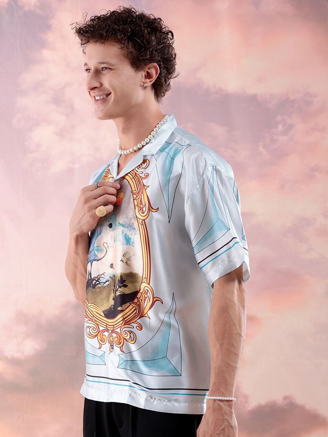 The Indian Garage Co Men Relaxed Fit Graphic Printed Resortwear Shirt