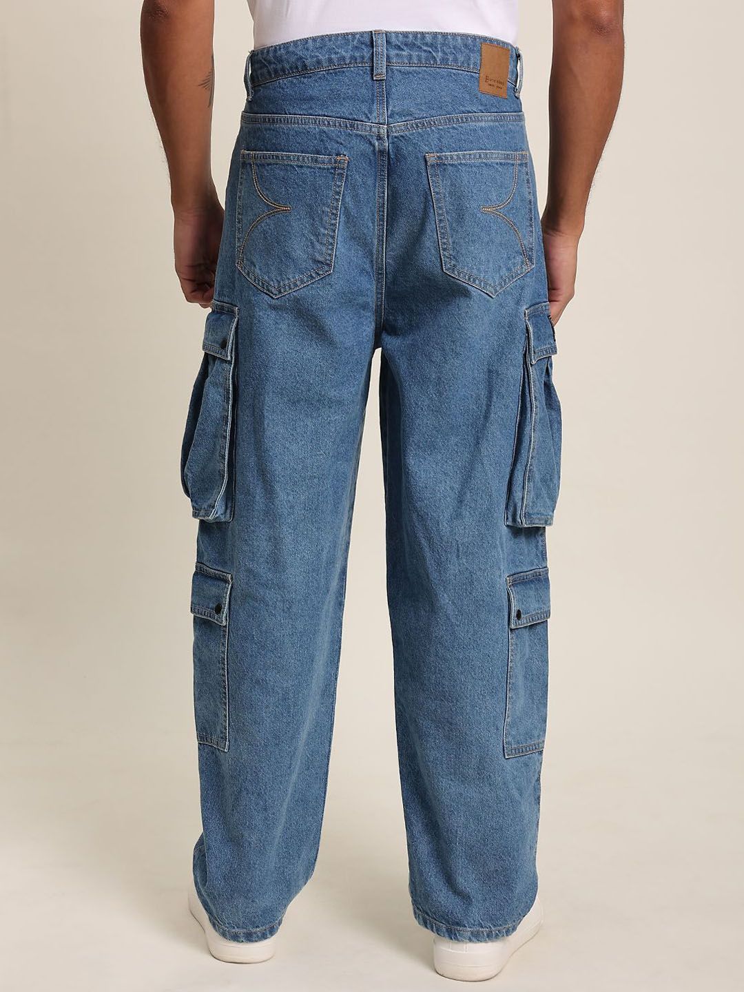 Bene Kleed Men Non Stretchable Pure Cotton Clean Look Mid Rise Baggy Fit Cargo Jeans