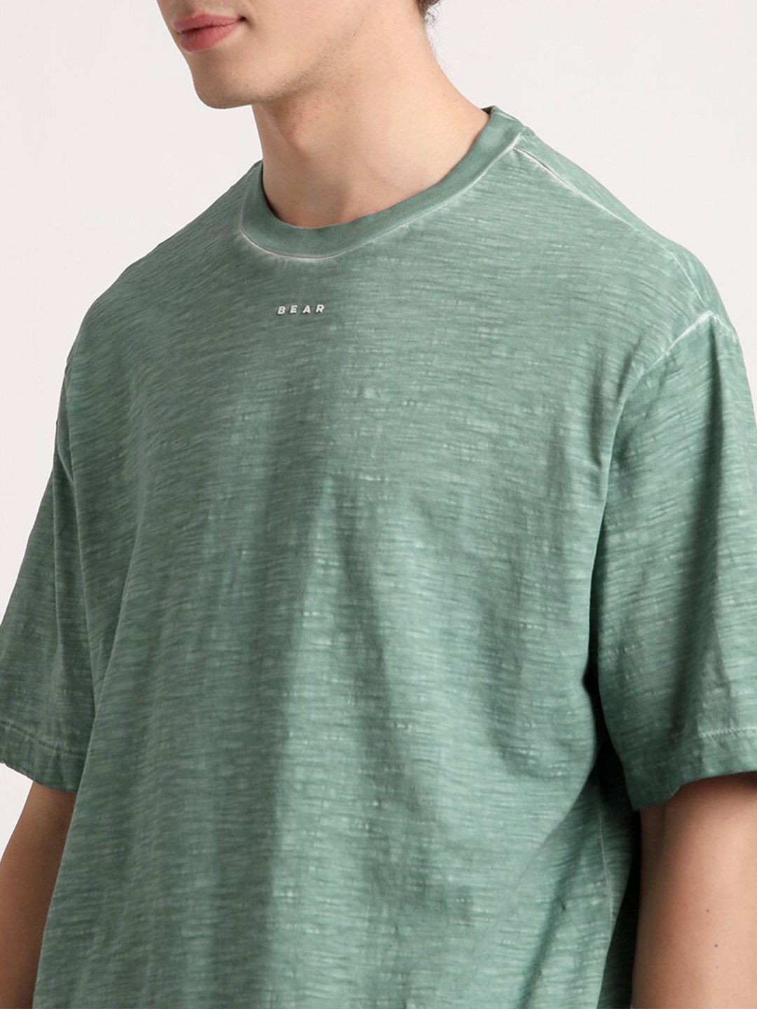 THE BEAR HOUSE Round Neck Drop-Shoulder Pure Cotton T-shirt