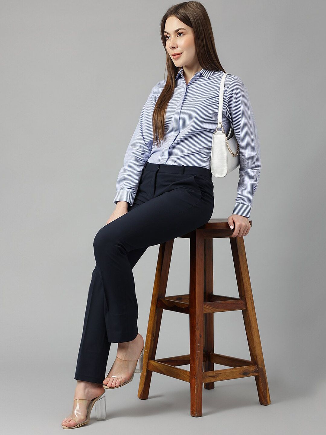 Hancock Sharp Slim Fit Vertical Striped Formal Cotton Shirt