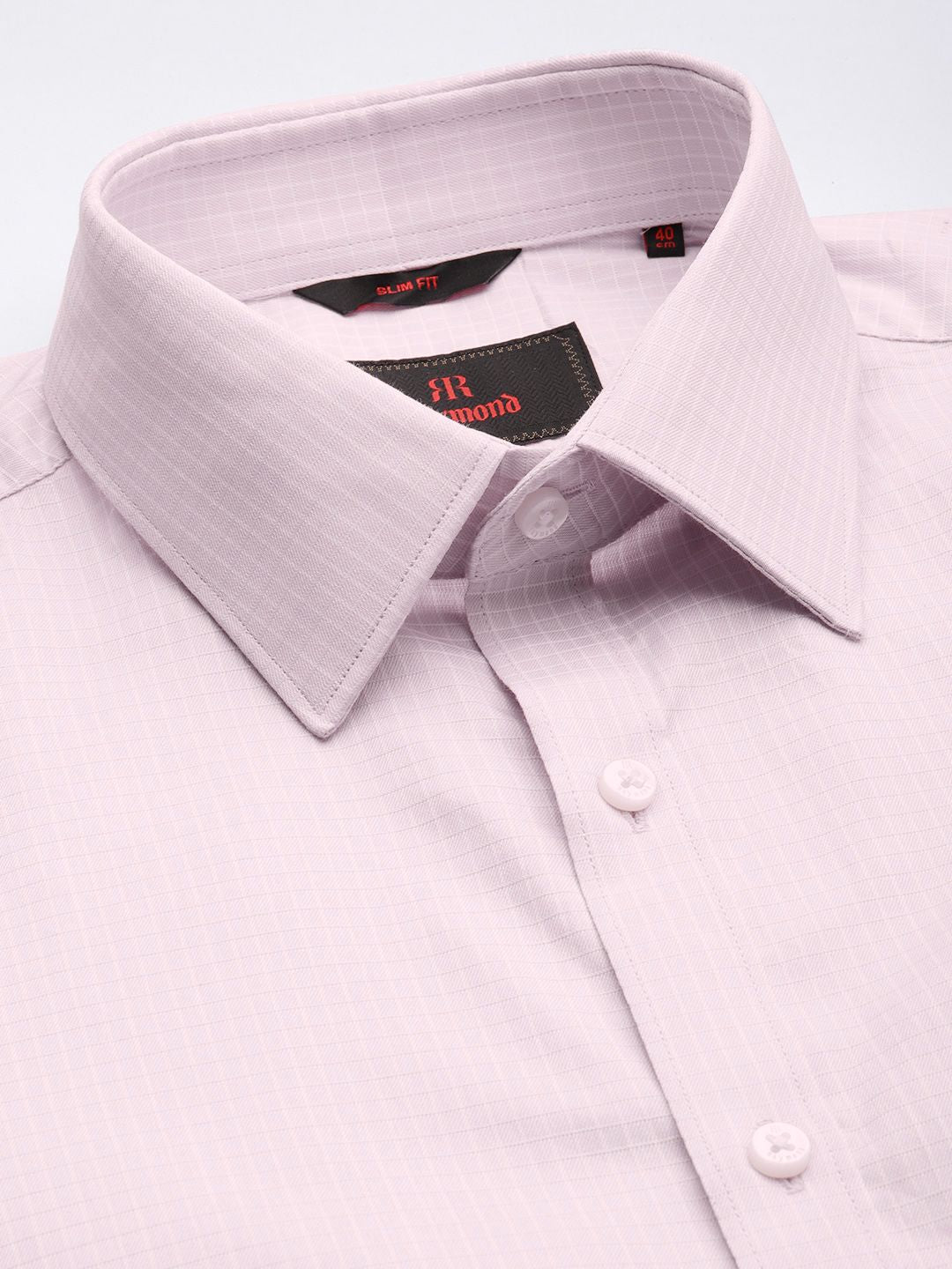 Raymond Self Design Checked Slim Fit Pure Cotton Formal Shirt