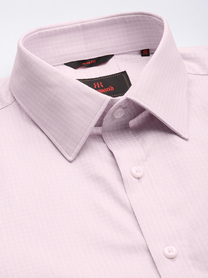 Raymond Self Design Checked Slim Fit Pure Cotton Formal Shirt