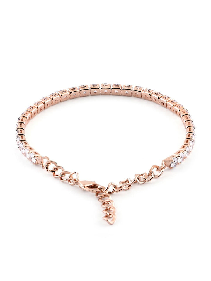 Zaveri Pearls Women Pack of 2 Rose Gold Toned & Silver-Toned Studded Wraparound Bracelet