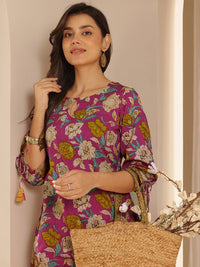 Libas Women Floral Printed Regular Pure Cotton Kurta with Palazzos