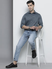 The Indian Garage Co Men Teal Blue Solid Comfort Fit Casual Shirt