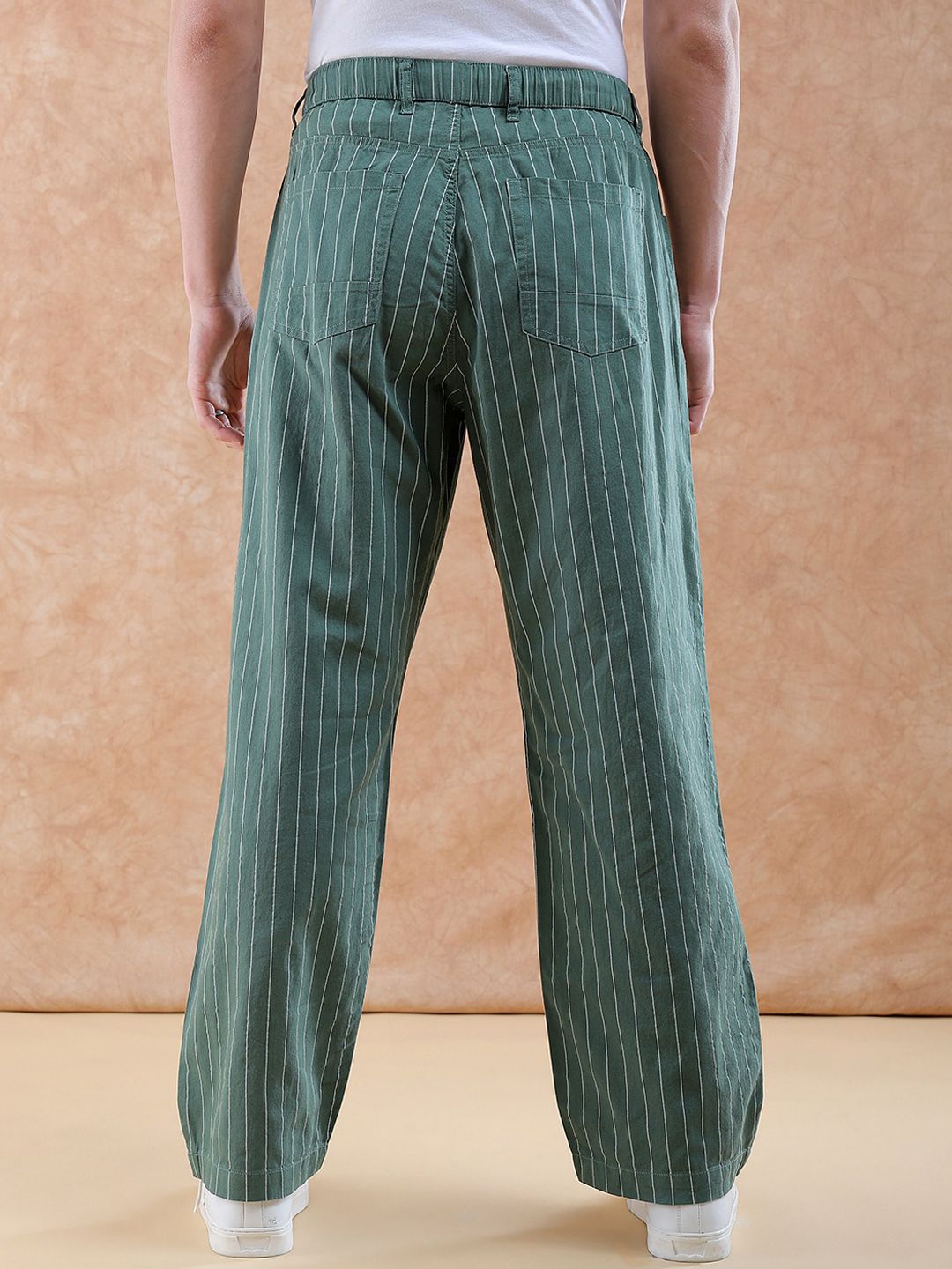 The Indian Garage Co Men Striped Loose Fit Trousers