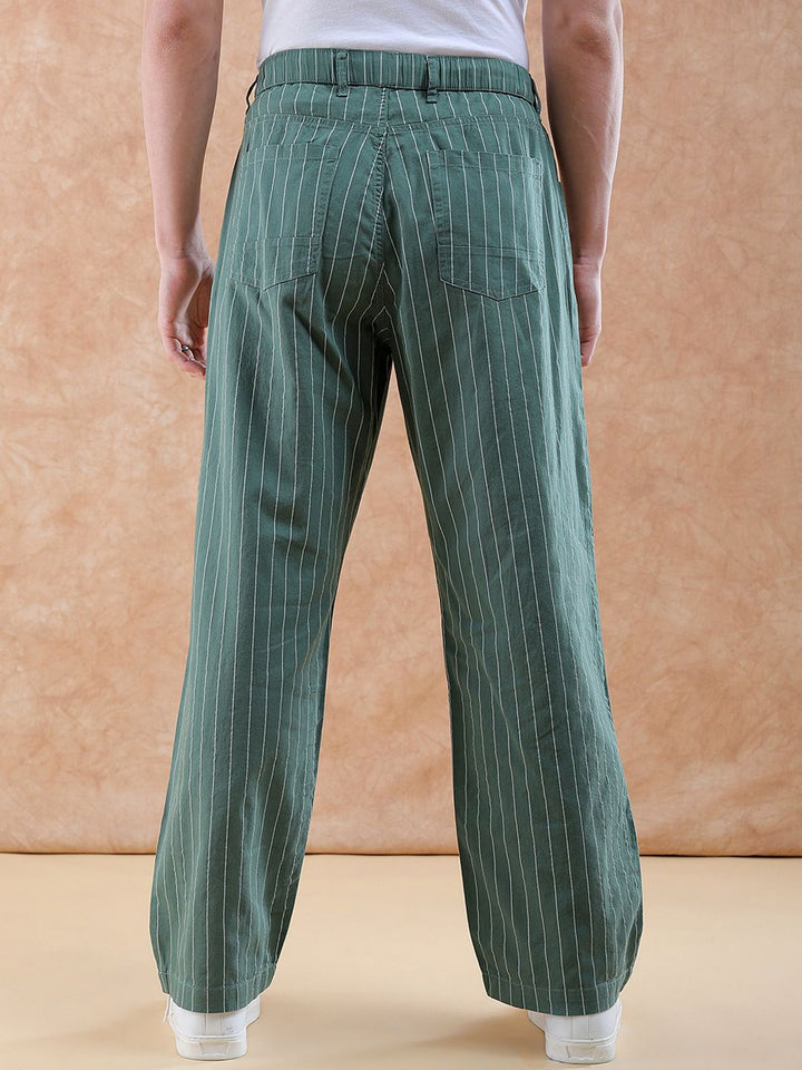 The Indian Garage Co Men Striped Loose Fit Trousers
