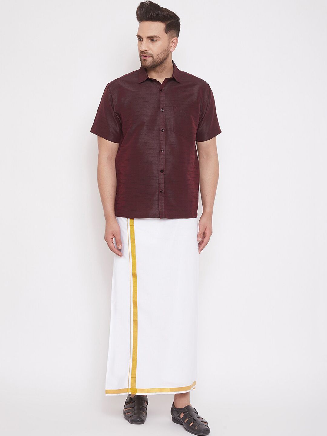 VASTRAMAY Premium Spread Collar Casual Shirt
