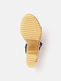 DressBerry Textured Open Toe Block Heels