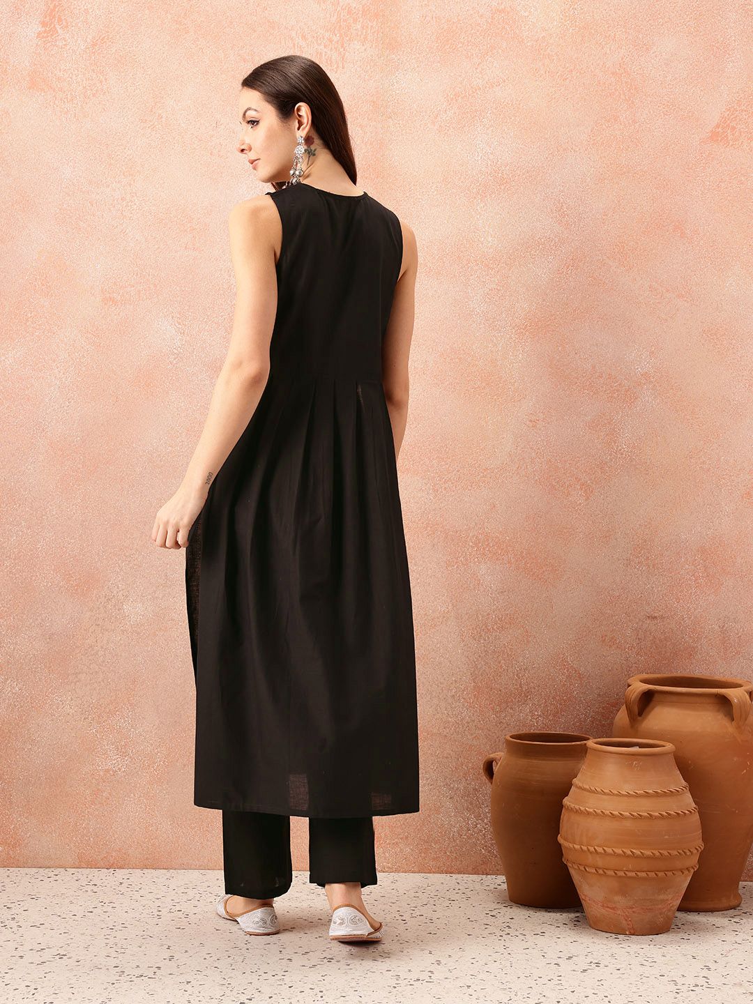 all about you Women Pleated Kurta with Trousers