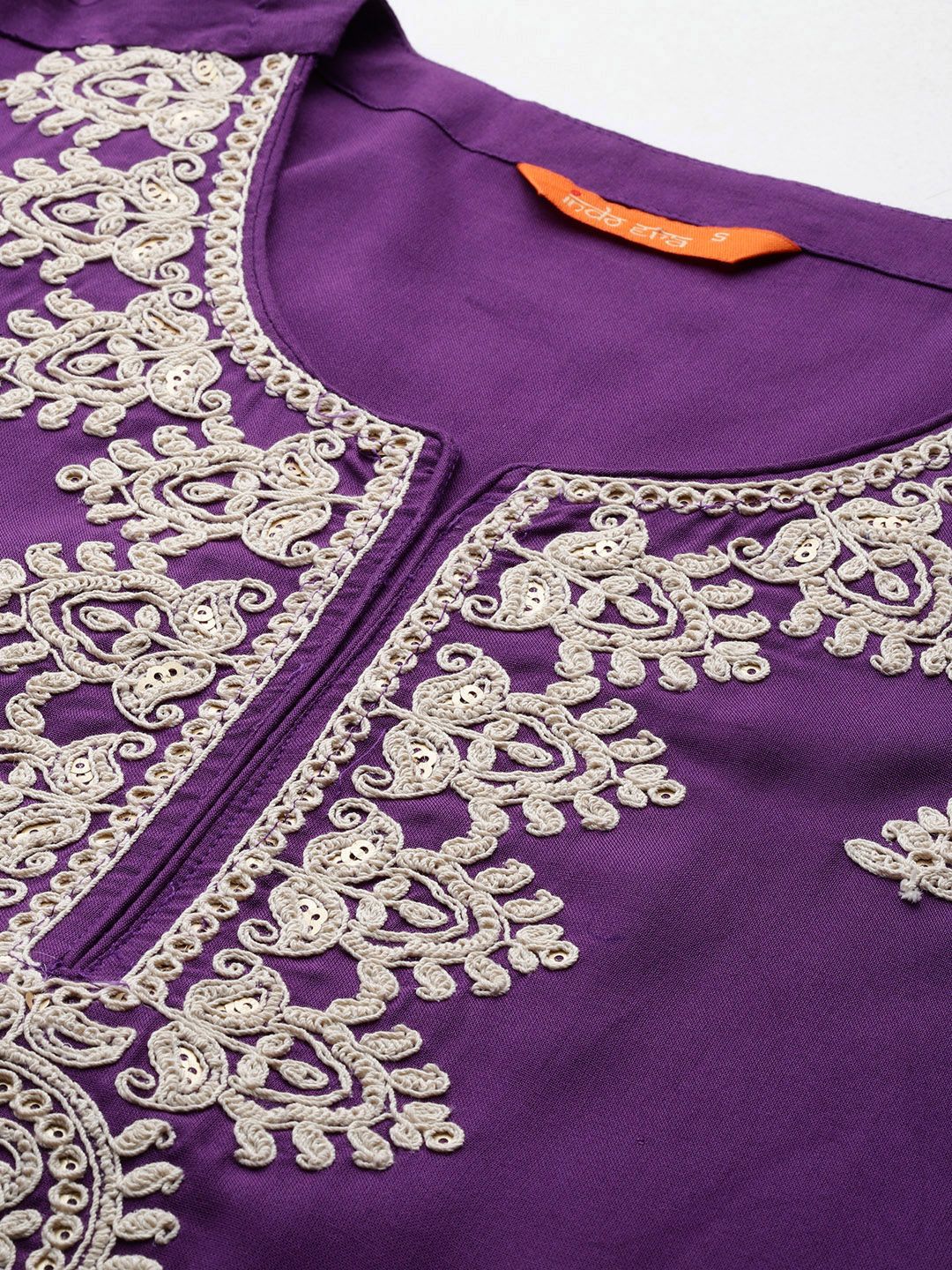 Indo Era Women Floral Embroidered Thread Work Kurta