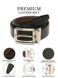 Teakwood Leathers Men Textured Leather Reversible Formal Belt
