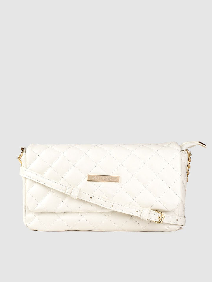 Lino Perros Women White Quilted Structured Sling Bag