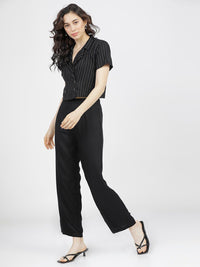 Tokyo Talkies Black Striped Shirt Style Top