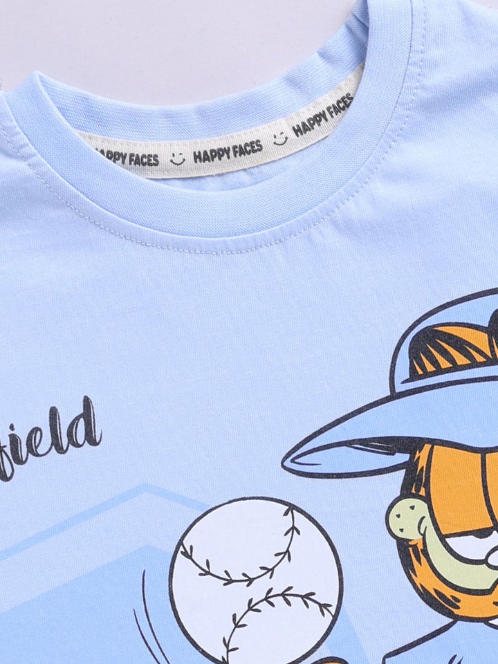 Happy Faces Kids Boys Garfield Printed Pure Cotton T-Shirt