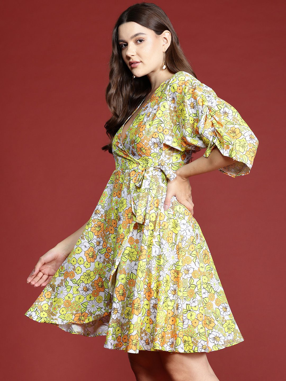 all about you Floral Print Wrap Dress