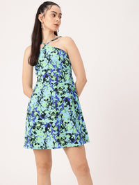 DressBerry Abstract Aquatic Straps A-Line Mini Dress