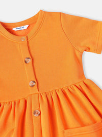 Nautinati Girls' Solid Fleece Round Neck Dress with Pockets