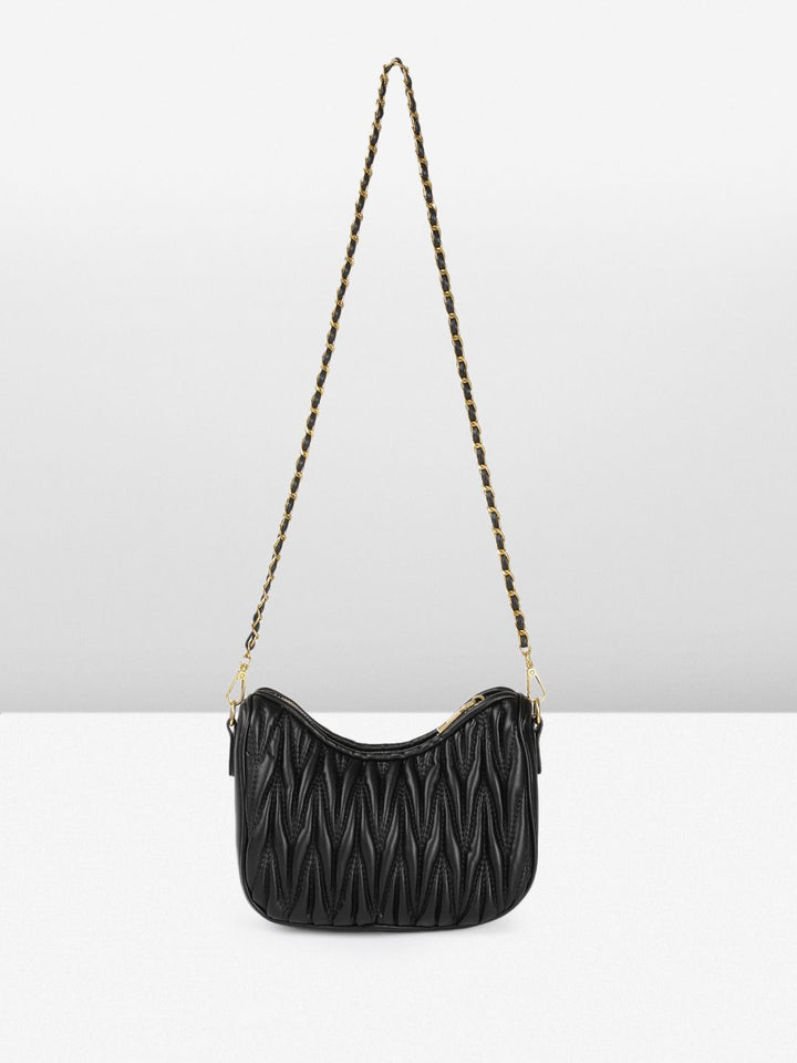 DressBerry Structured Shoulder Bag with Quilted Detail