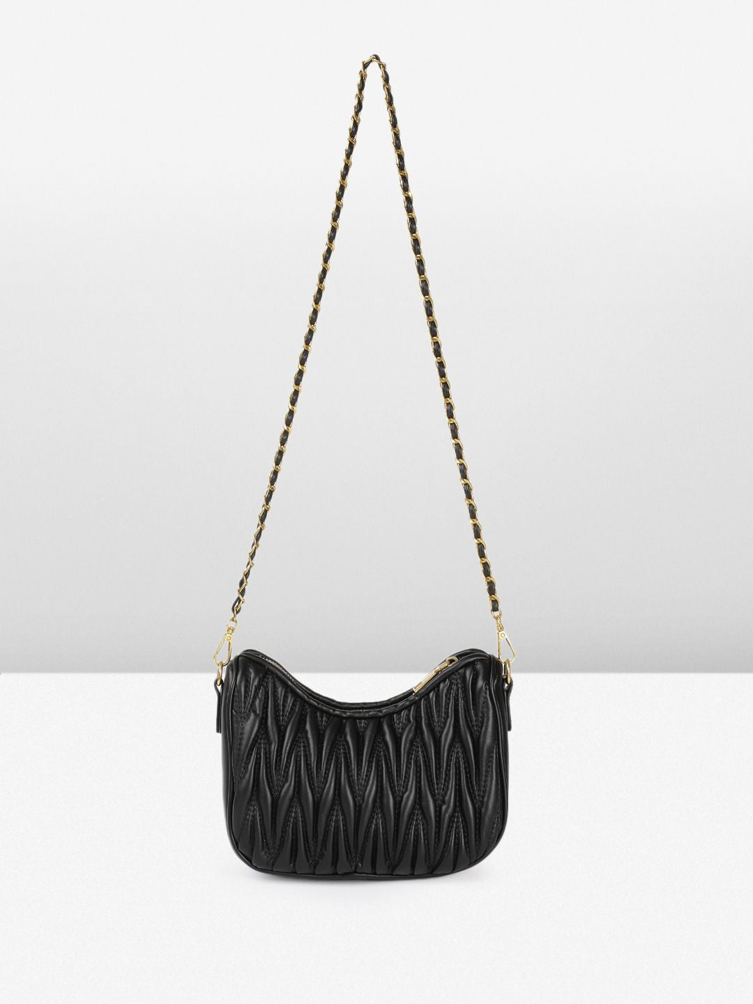 DressBerry Structured Shoulder Bag with Quilted Detail