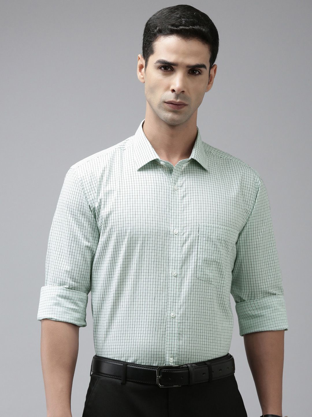 Park Avenue Men Slim Fit Tartan Checks Opaque Pure Cotton Formal Shirt