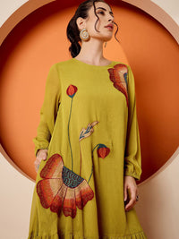 Antheaa Chiffon Embroidered A-Line Knee Length Dress