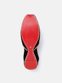 House of Pataudi Women Stone Embellished Ethnic Leather Mojaris