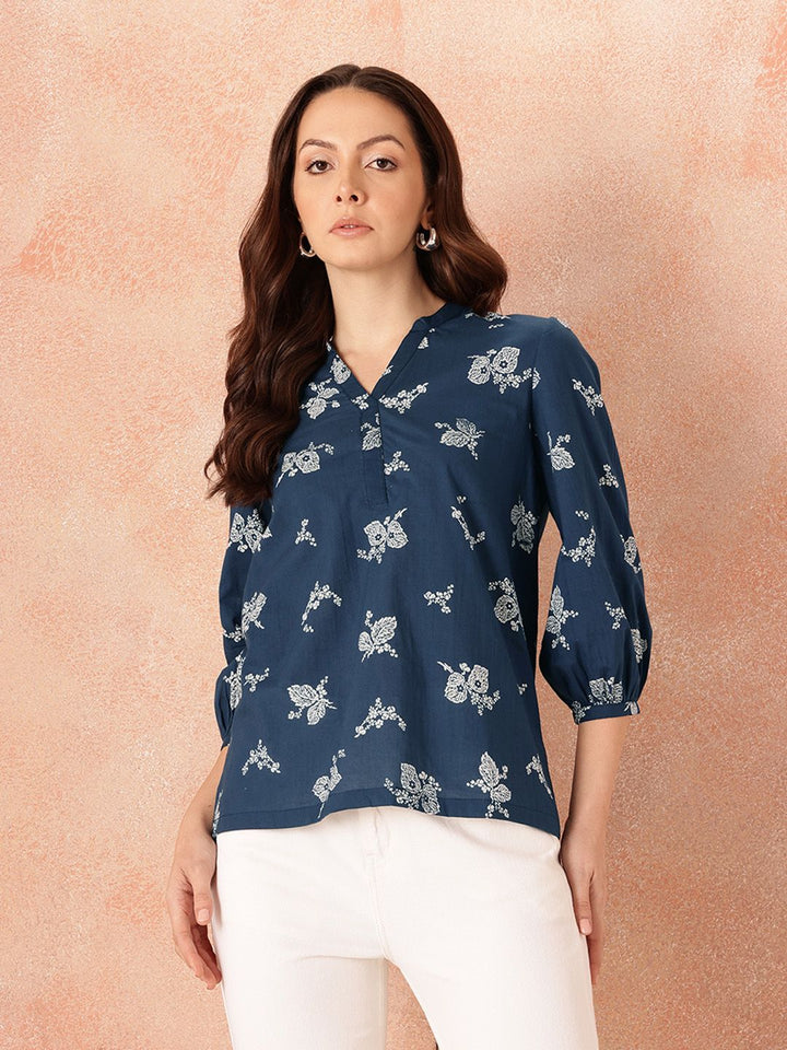 all about you Floral Print Puff Sleeves Cotton Top