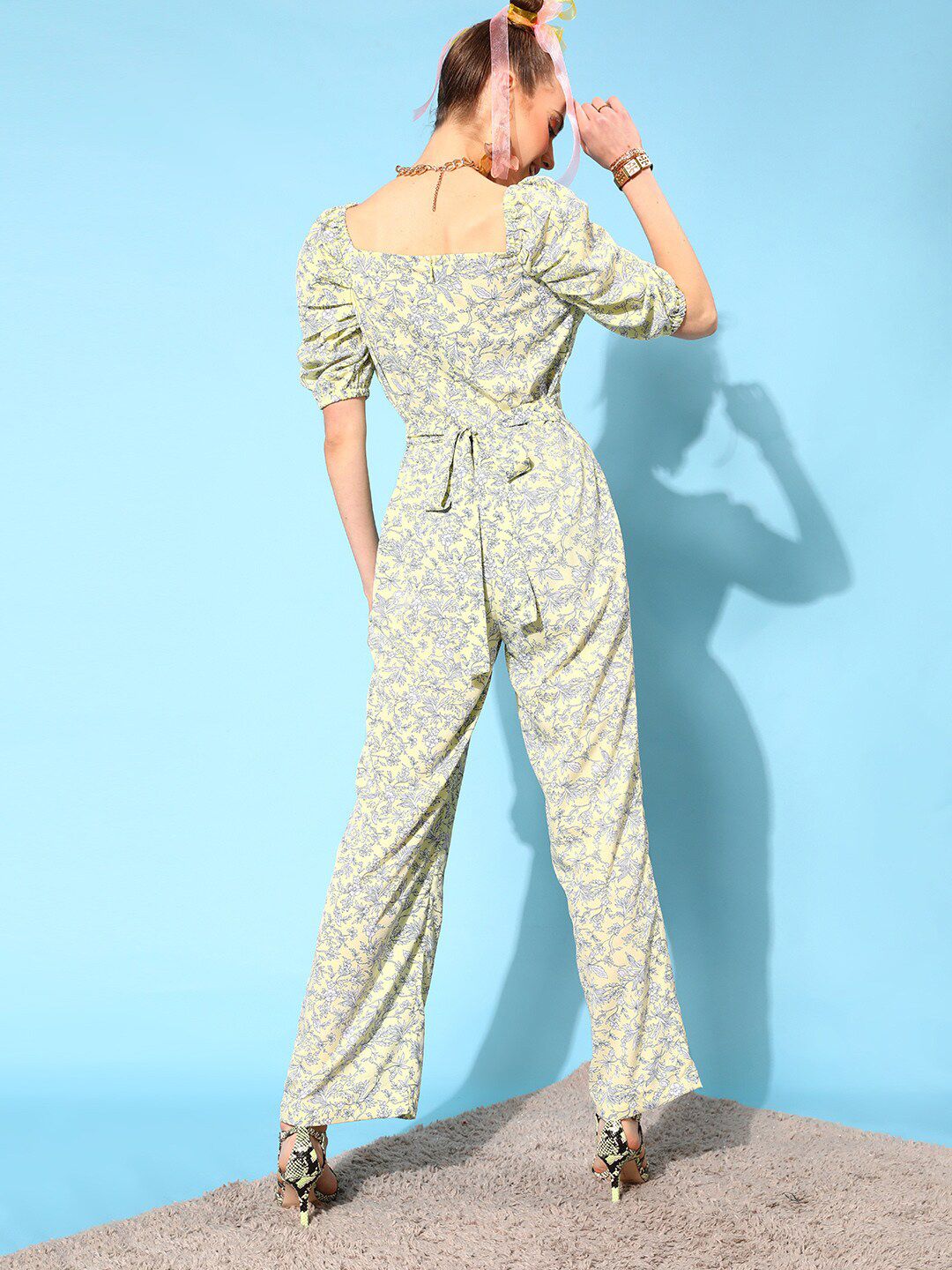 STREET 9 Women Yellow Floral Printed Jumpsuit