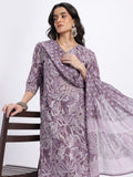 Anouk Floral Printed Pure Cotton Straight Kurta with Trousers & Dupatta