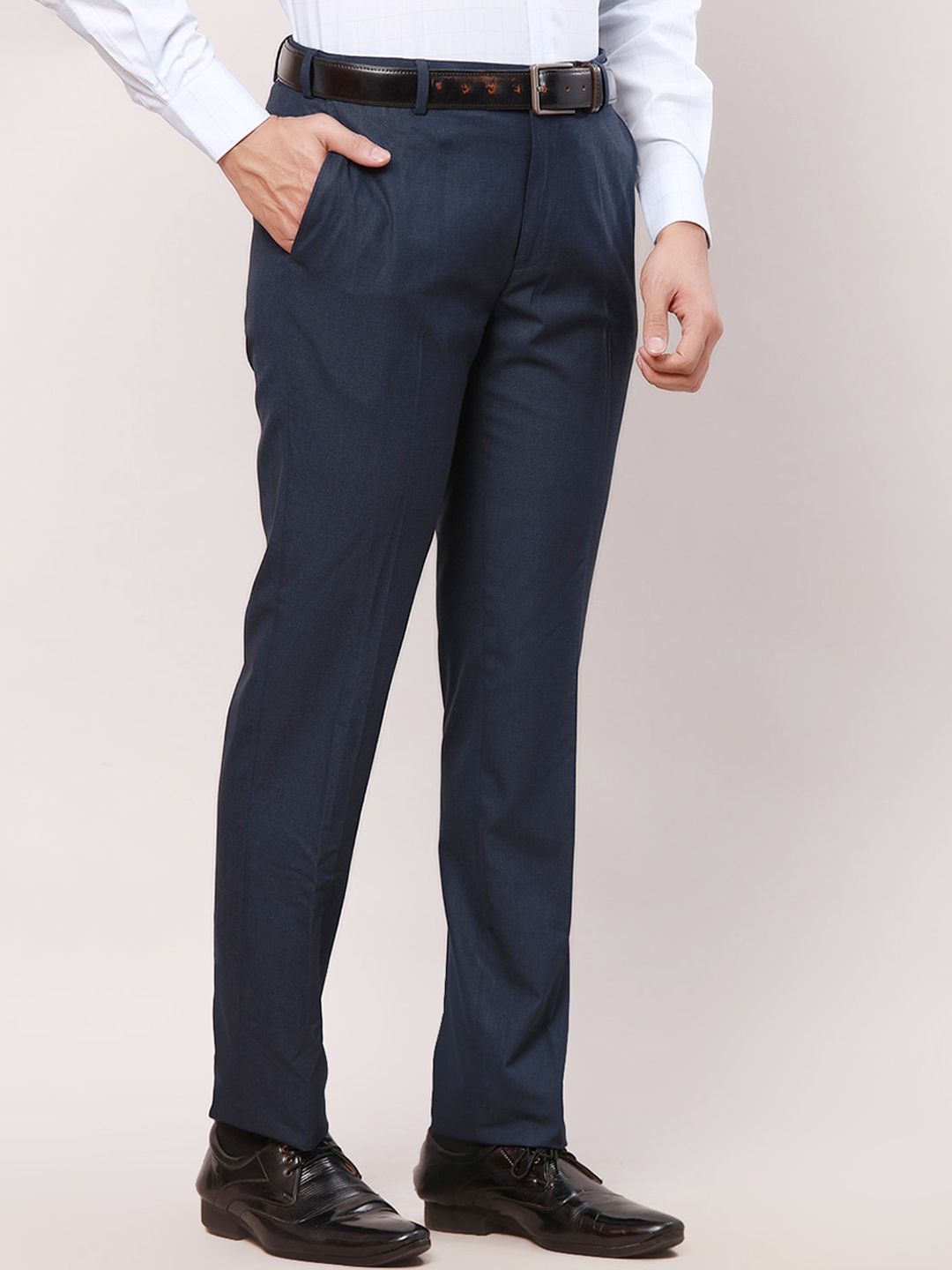 Raymond Men Checked Slim-Fit Formal Trousers