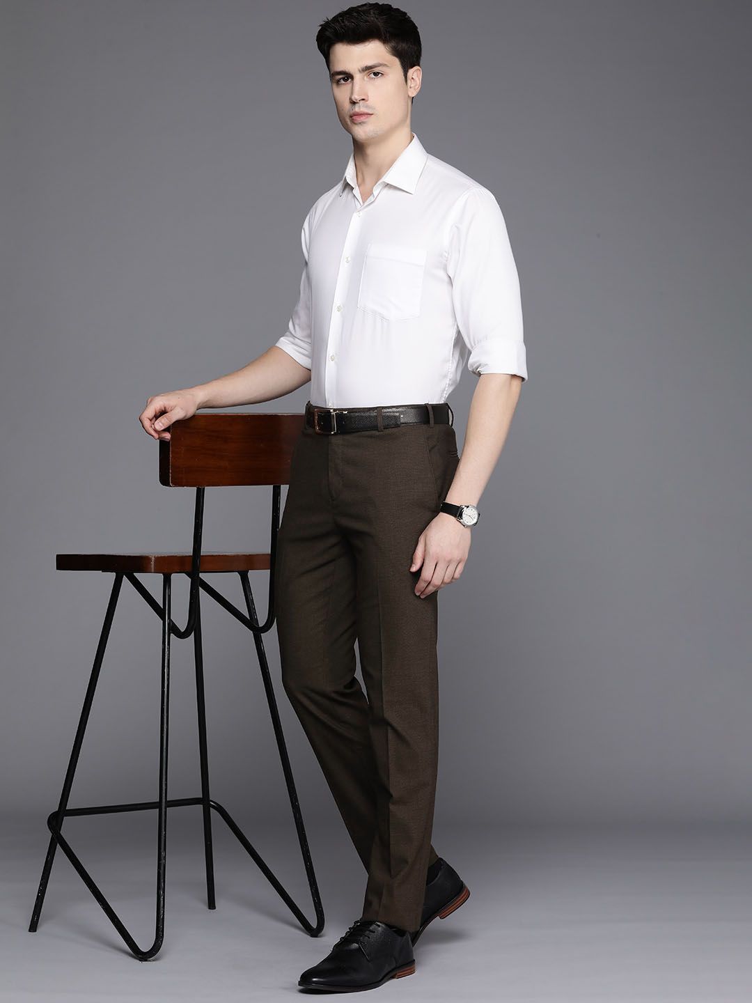 Raymond Men Textured Slim Fit Formal Trousers
