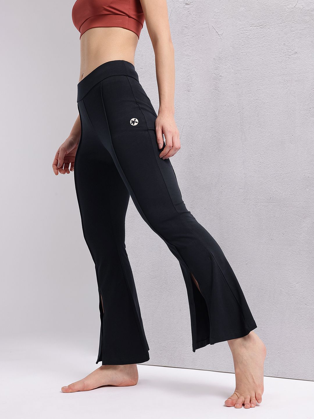HRX by Hrithik Roshan Women Slit Hem Paneled Flared Yoga Track Pants