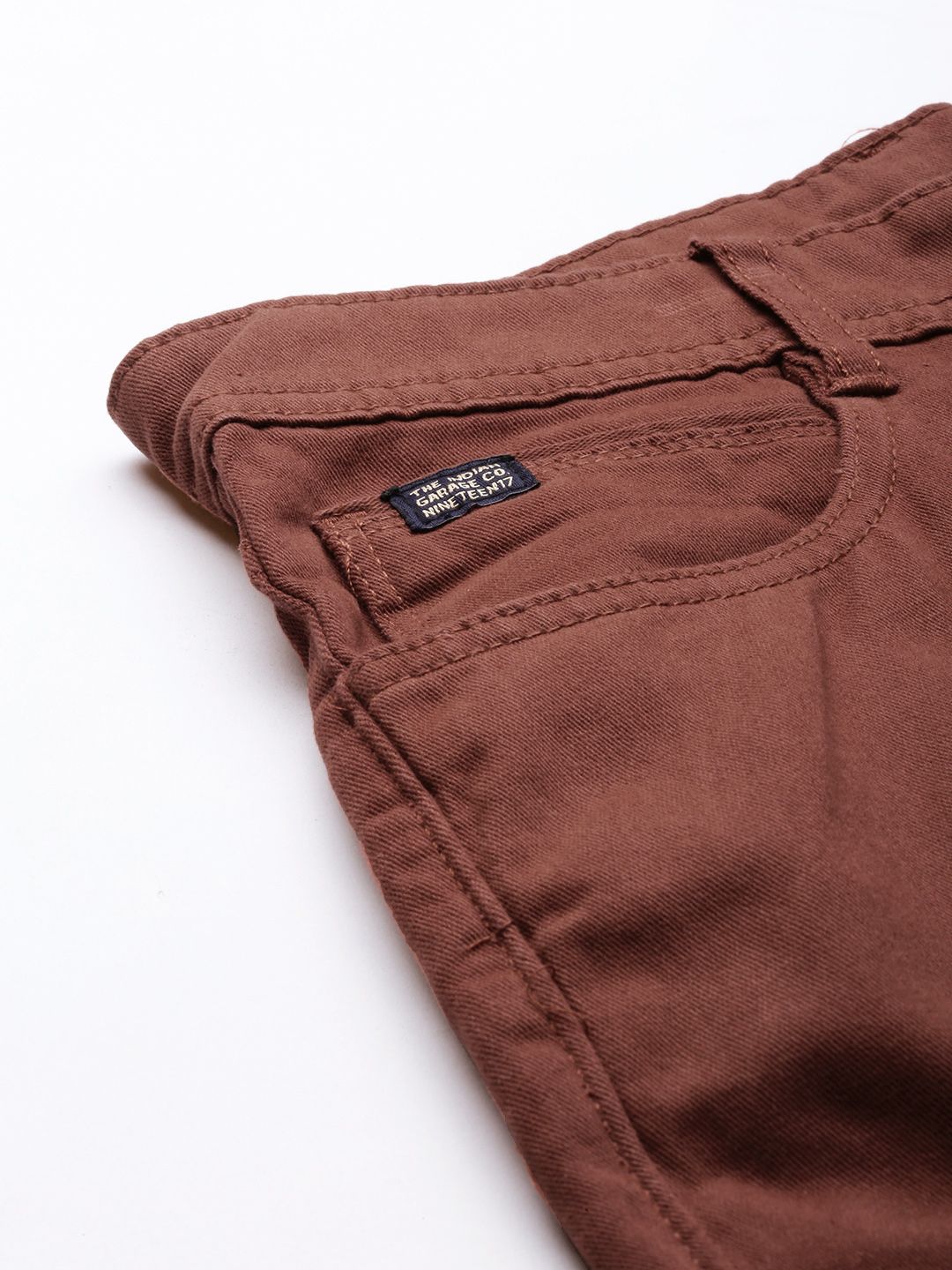 The Indian Garage Co Men Rust Slim Fit Cargos Trousers