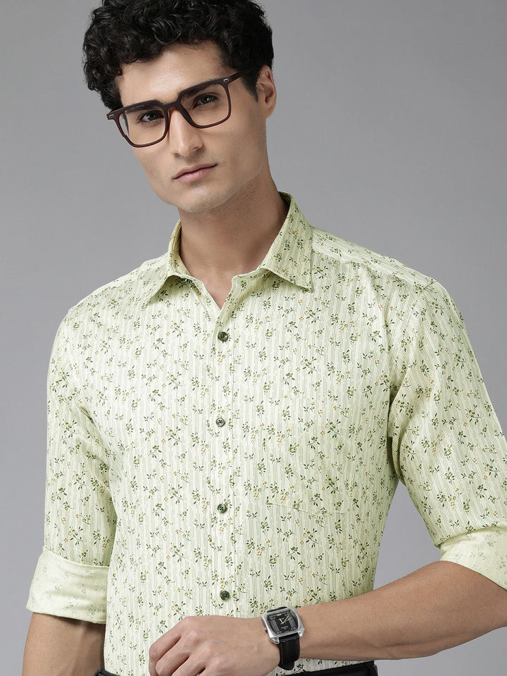Park Avenue Men Super Slim Fit Floral Opaque Printed Pure Cotton Formal Shirt With Pocket