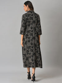 W Floral Printed Midi Cotton Dress