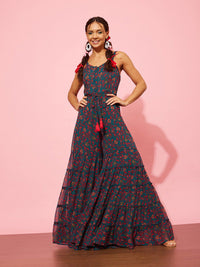 Quiero bercetak culotte jumpsuit dengan ruffles