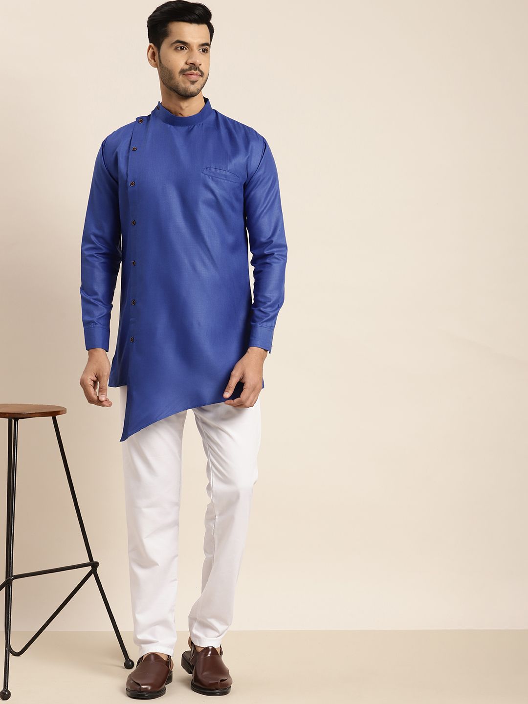 Anug by SOJANYA Men Blue Solid Kurta