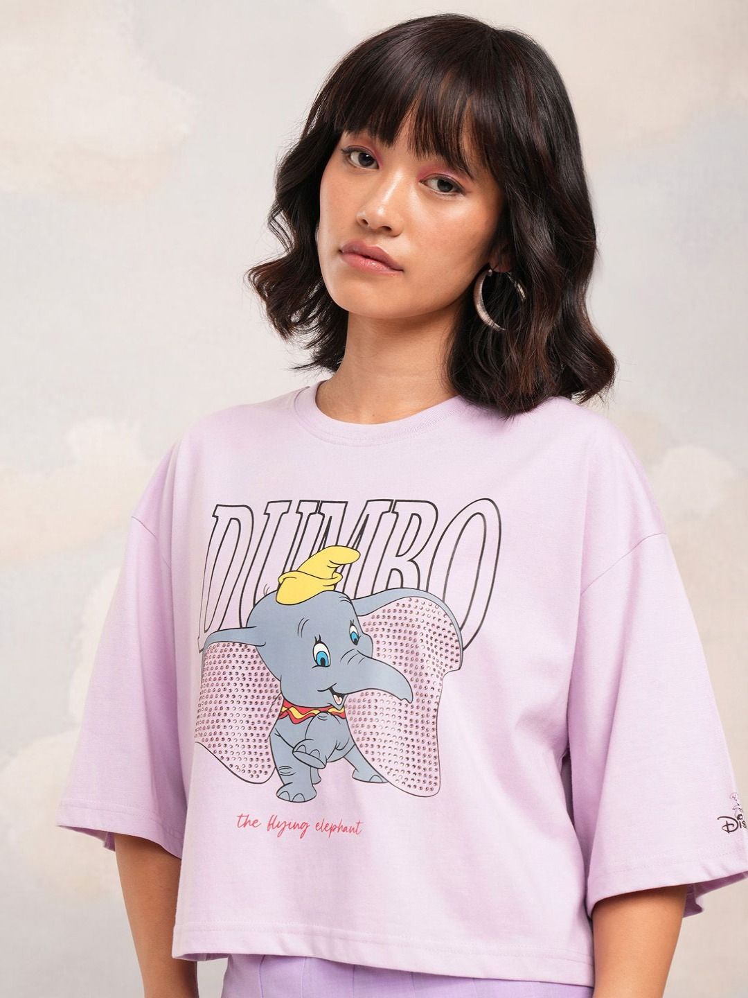 Tokyo Talkies Women Dumbo Printed Round Neck Boxy Tshirt