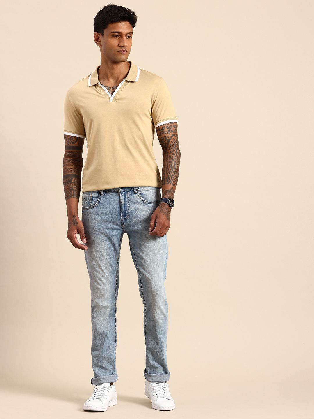 Being Human Men Straight Fit Light Fade Stretchable Jeans