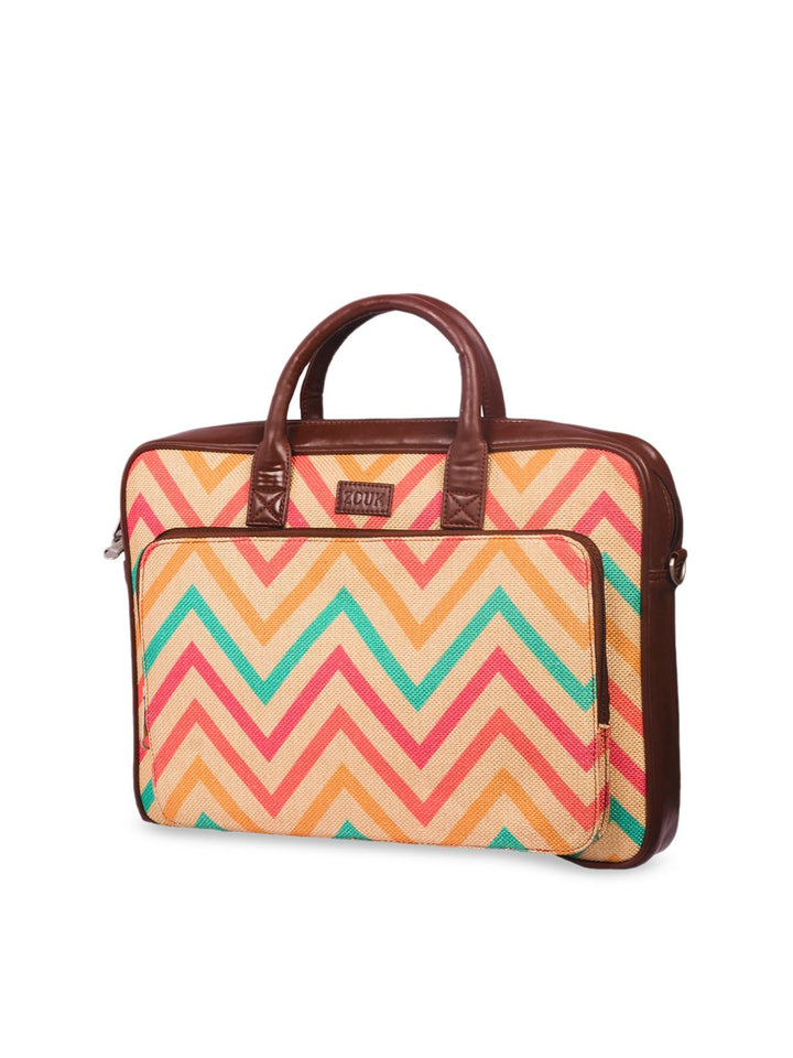 ZOUK Unisex Multicoloured Printed Vegan Leather 16 Inch  Laptop Bag