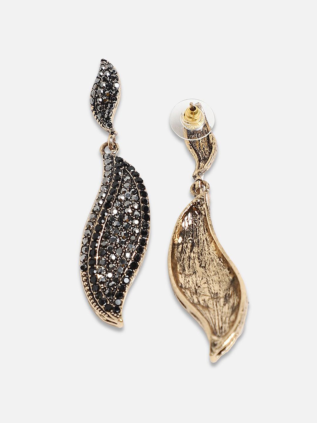 SoHi Gold-Plated Stones Stones Leaf Shaped Drop Earrings