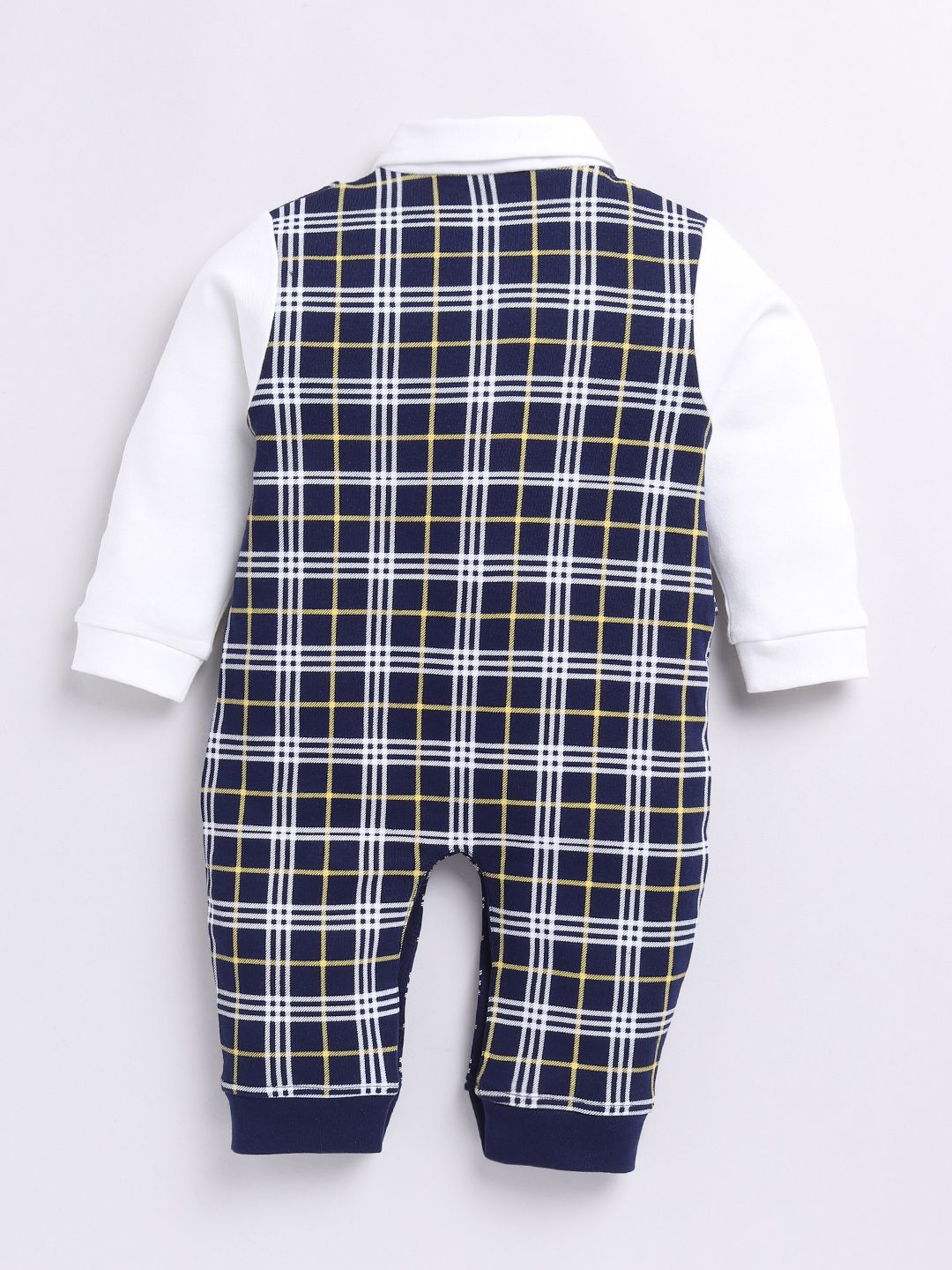 Moms Love Infant Boys Checked Pure Cotton Party Romper