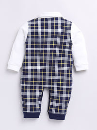 Moms Love Infant Boys Checked Pure Cotton Party Romper